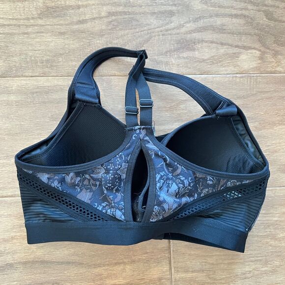 Victoria Sport Knockout Victoria's Secret Front Close Sports Bra 32D Black Print - Picture 2 of 11